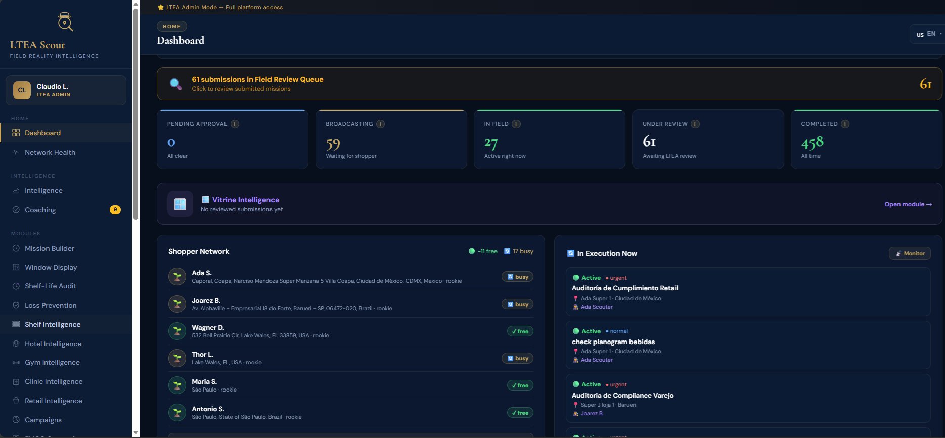 LTEA Scout Dashboard — Field Reality Intelligence