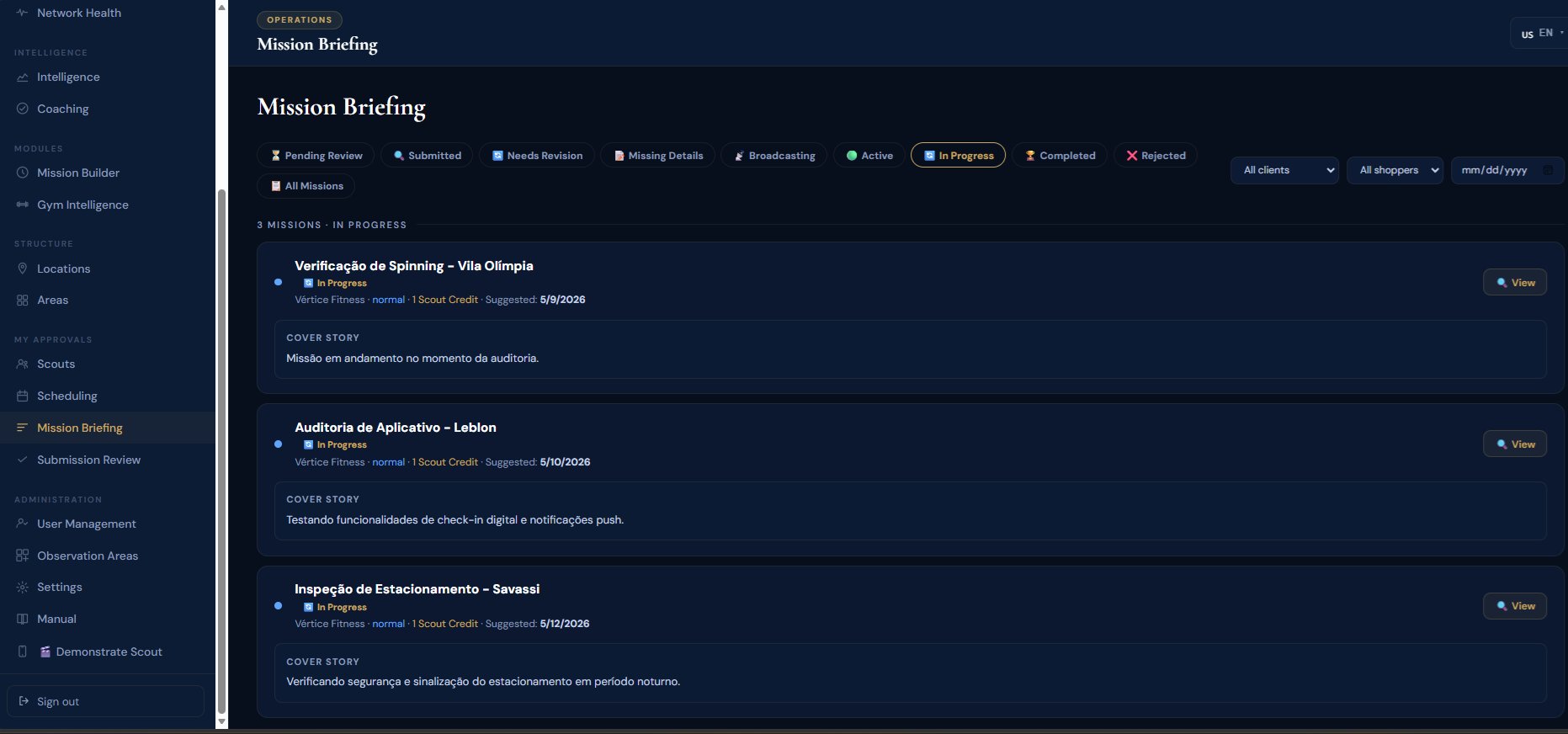 Mission Briefing — workflow states and live missions in execution